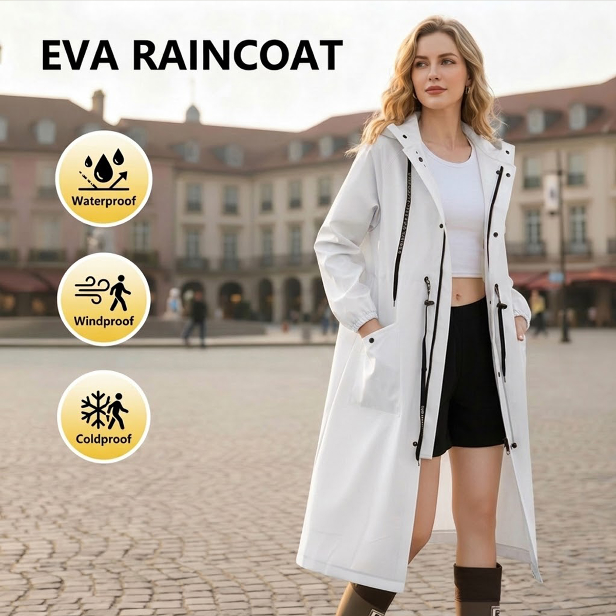 Women Long Waterproof Rain Jac - Cycling Rain Jacket Commute recension och pris