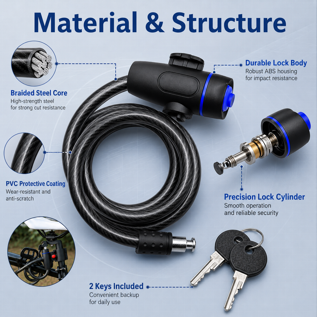 PINMOAP 1PC Universal Bike Loc - Commuter Bike Lock recension och pris