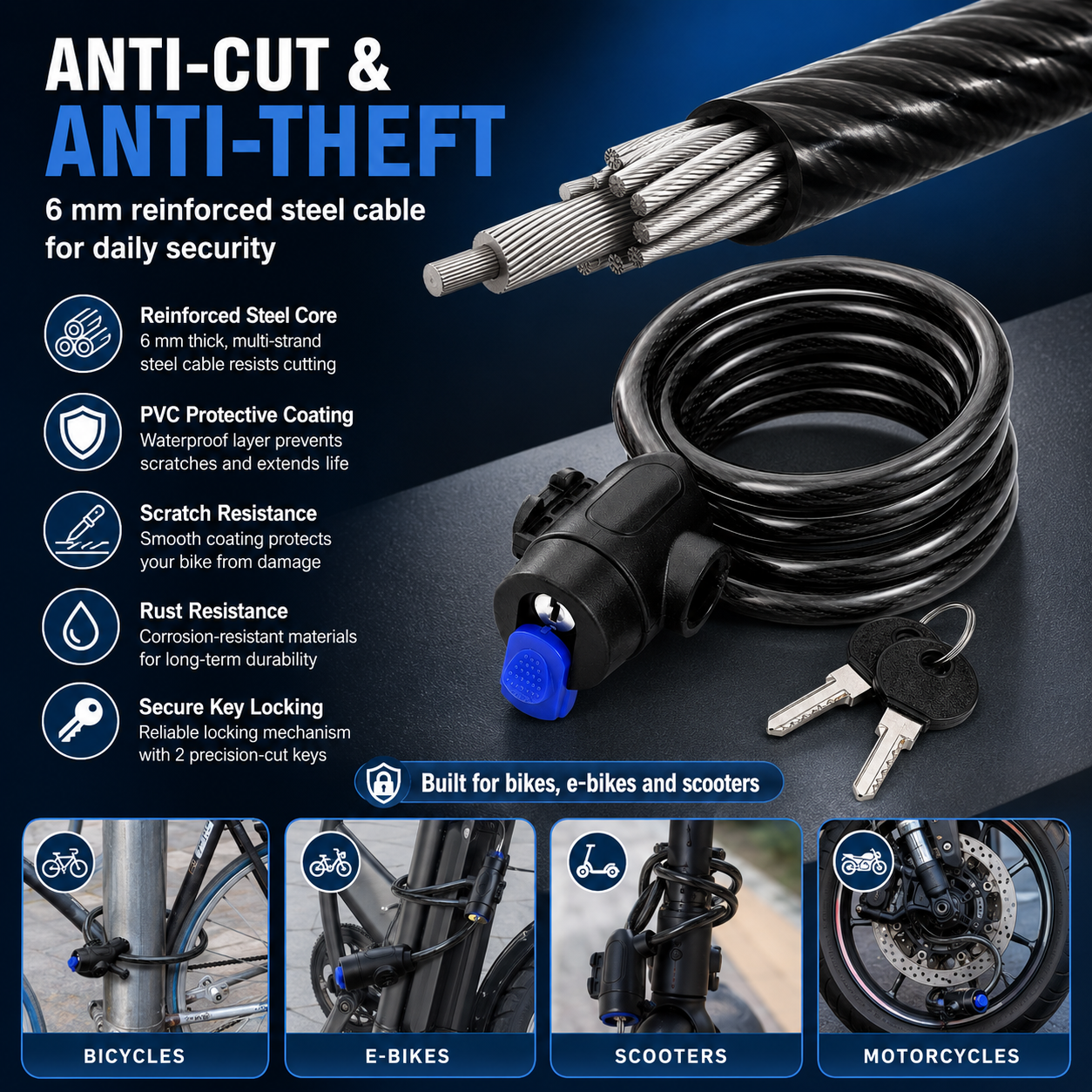 PINMOAP 1PC Bicycle Bike Lock  - Commuter Bike Lock recension och pris