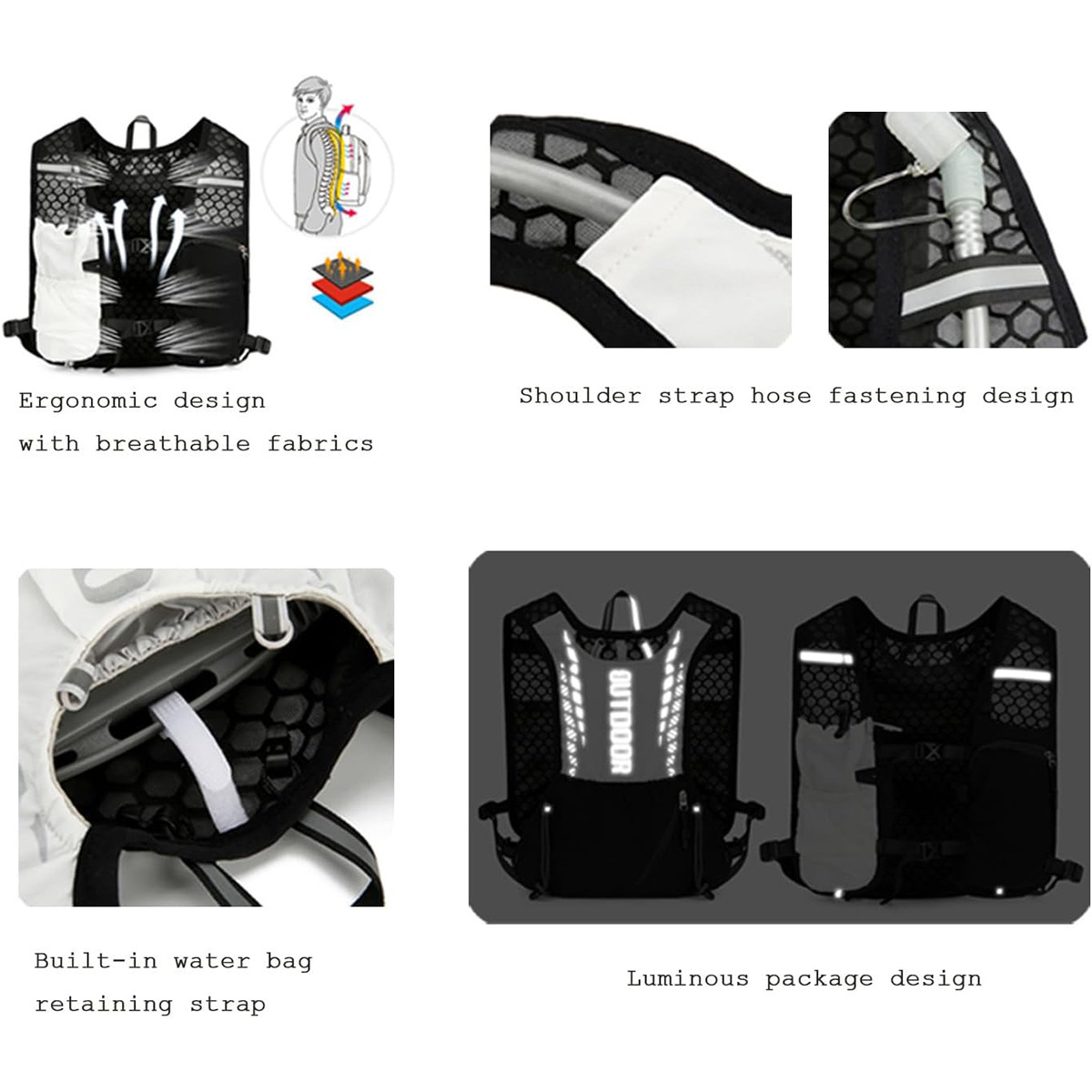 Reflective Running Hydration V - Cycling Commuter Backpack recension och pris