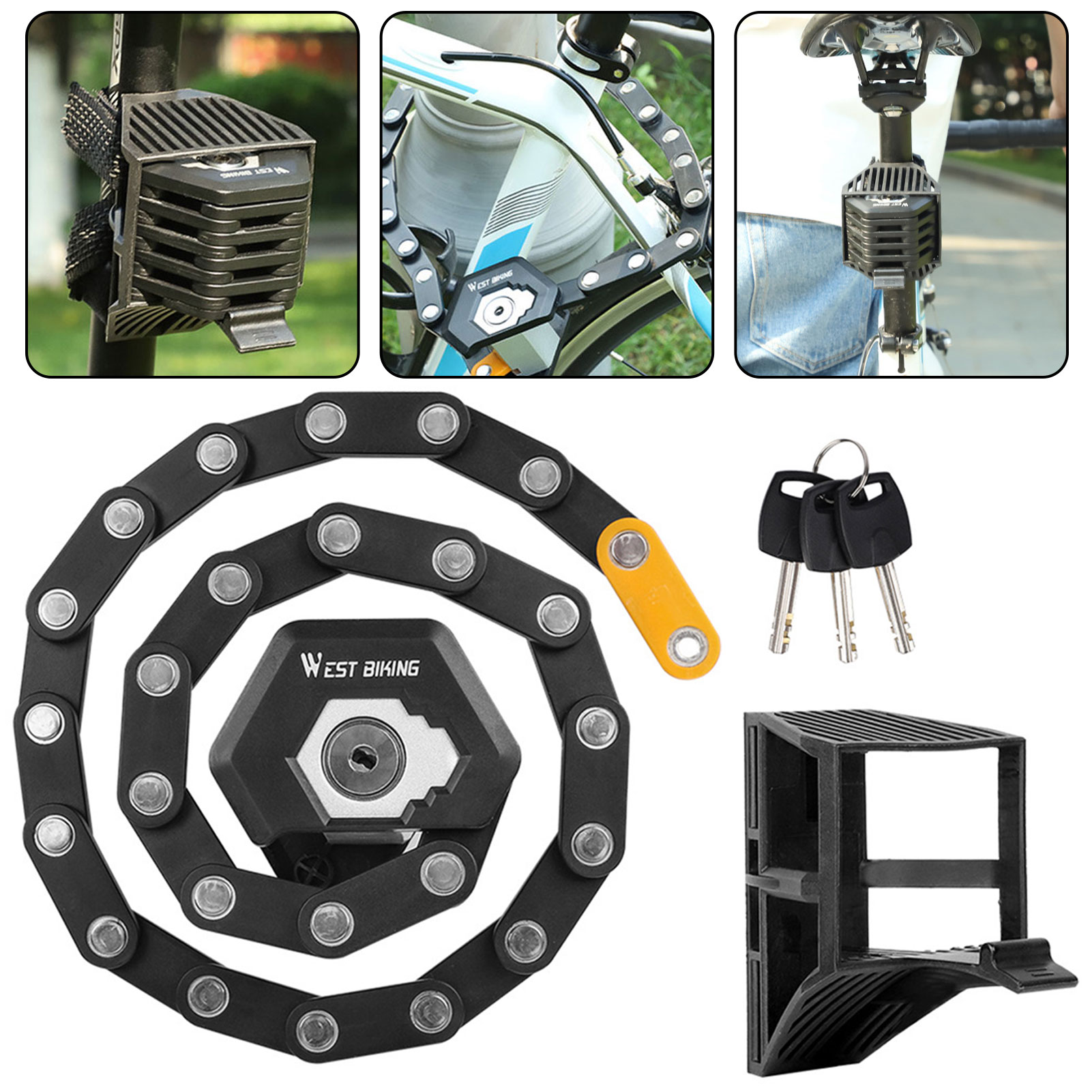 Portable Folding Chain Lock Fo - Commuter Bike Lock recension och pris